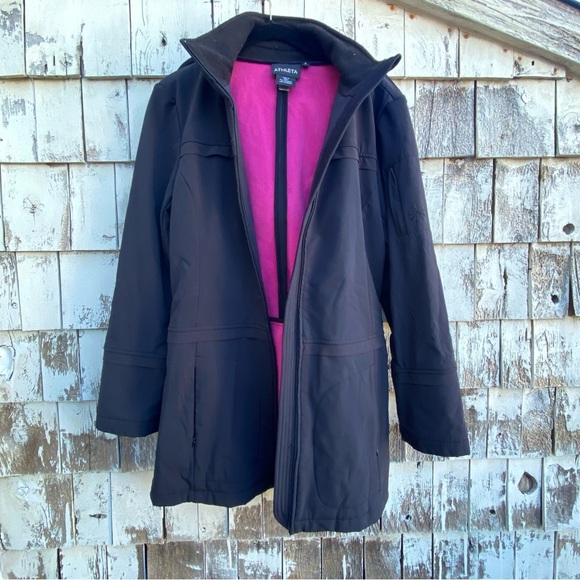 Athleta Drip-Drop Black Hooded Coat - Picture 1 of 10